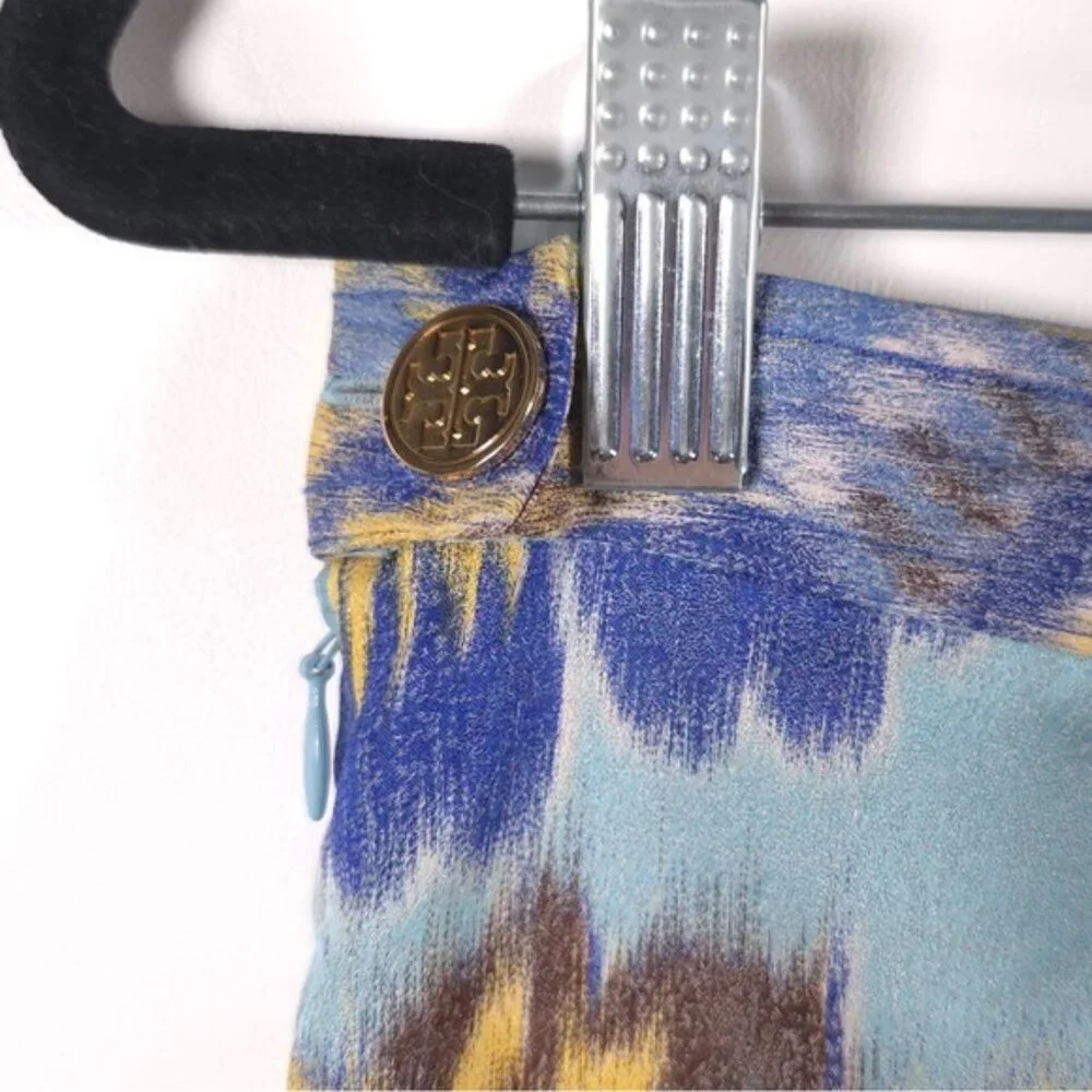 TORY BURCH‎ SILK Blend Pleated Skirt A-Line Abstract Print Size 8